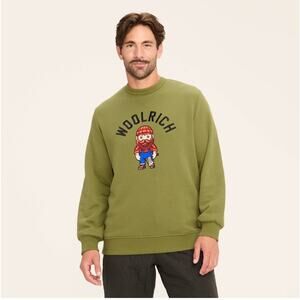 NWT Woolrich Lumberjack Embroidered Sweatshirt Color: Olive Green Size: Large